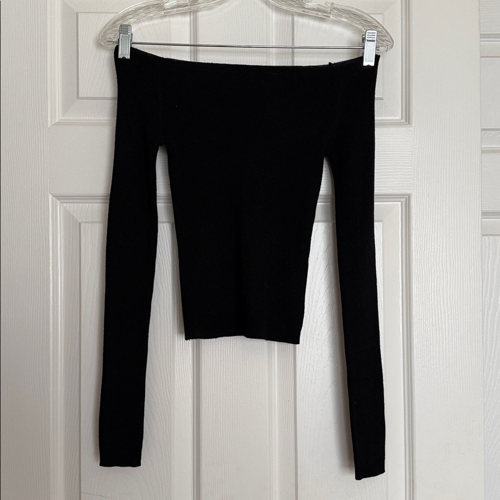 Urban Revivo Black Knit Off the Shoulder Top XS